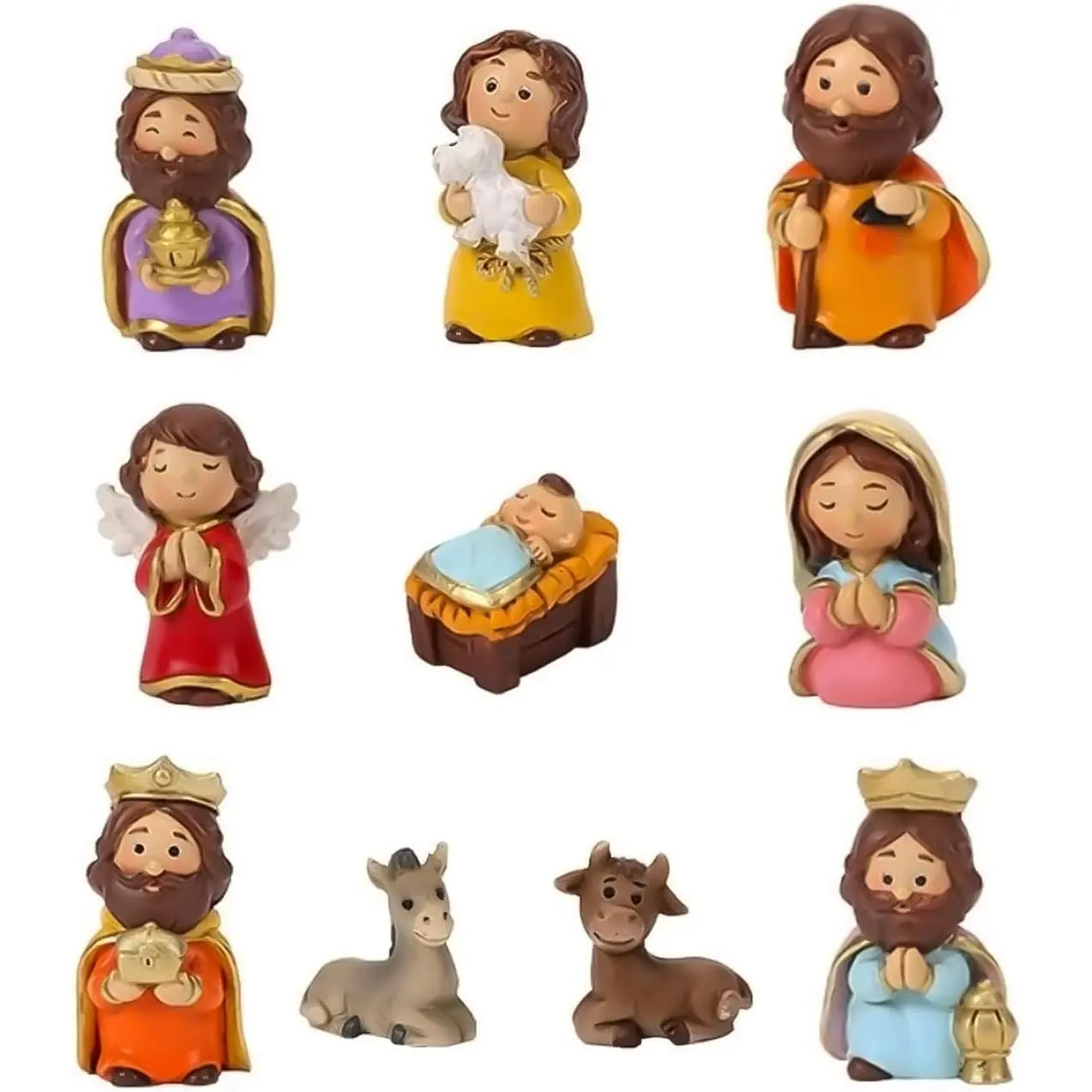 10 Pieces Christmas Nativity Set, Mini Xmas Nativity Sence & Figures Nativity Scene Indoor Table Home Decorations Christmas Nativity
