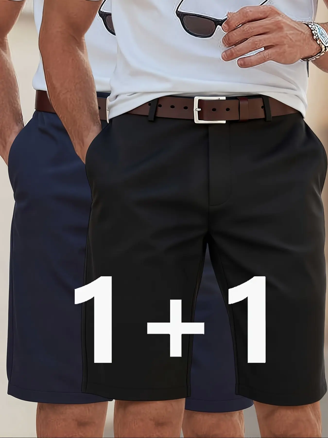 2-Pack Men’s Old Money Wrinkle-Free Stretch 5" Business Casual Shorts. Crisp anti-sag fabric, comfy unrestricted fit, tailored leg shaping, versatile for all scenes