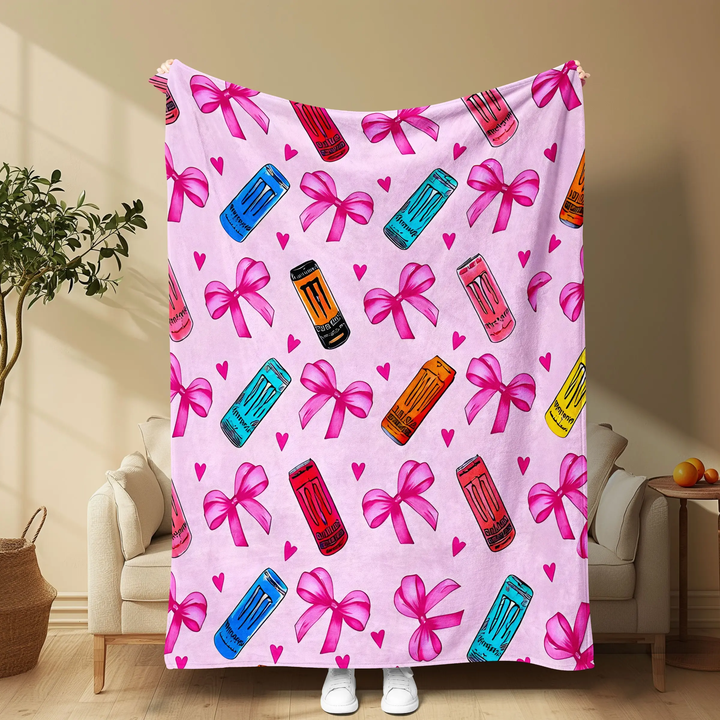 Gatorade Sweet Spicy Bow Limited Edition Flannel Blanket, Soft High-Density Flannel, Perfect for Sofa Bed Office Nap, Trendy Gift Choice