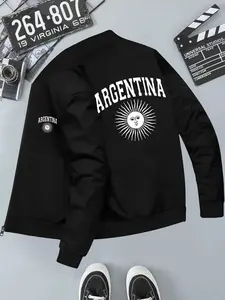 Sun God Pattern Print Men's Hooded Casual Jacket, Long Sleeve Slim-Fit, Geometric Design, All Seasons Wear
