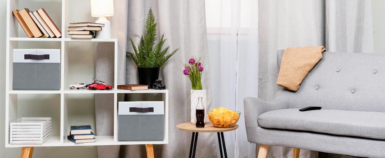 4 Pack Large Closet Storage Baskets Bins for Shelves| Fabric Closet Organizers and Storage with Handles Home Organization| Decorative Collapsible Baskets for Organizing Clothes Nursery 14"x10"