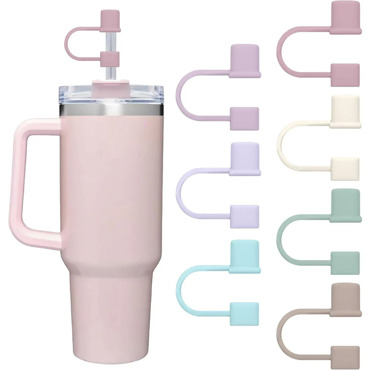 7 count Straw Cover Cap for  40&30oz Cup Straw Toppers -7 Color | 10mm(0.4inch),  ,Simple Cover for  Tumbler Accessories