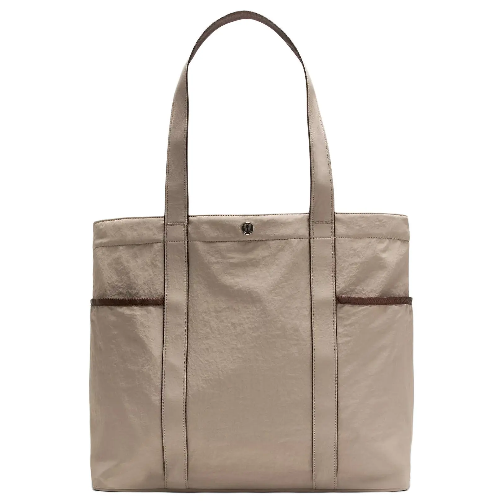 Lululemon Daily 20L Tote Bag – Unisex Nylon Multi-Pocket Handbag in Warm Gray and Redwood