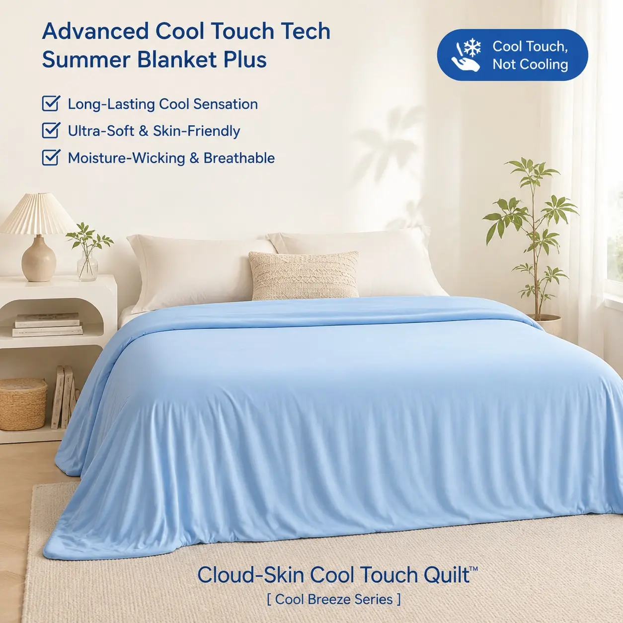 Ice Silk Cool Touch Blanket Single Layer, Ultra-Thin Lightweight Breathable Summer Blanket for Hot Sleepers, Soft Cool Touch Throw Blanket for Bed Couch, Queen King Size
