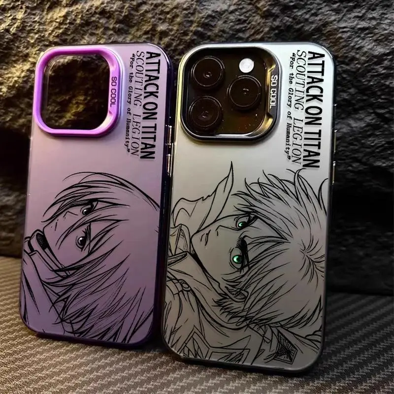 ATTACK ON TITAN MIKASA EREN YEAGER Couple Hard Case for iPhone 17, 16, 15, 14, 13, 12, 11 Pro Air Plus ProMax and Samsung S26-S20 Ultra Plus FE shock-absorbing phone cases, fashionable gift.