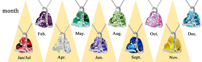 TOUPOP Heart Pendant Necklace Forever Love Sterling Silver Crystal Birthstone Necklaces Anniversary Jewelry Birthday Gifts for Women b0