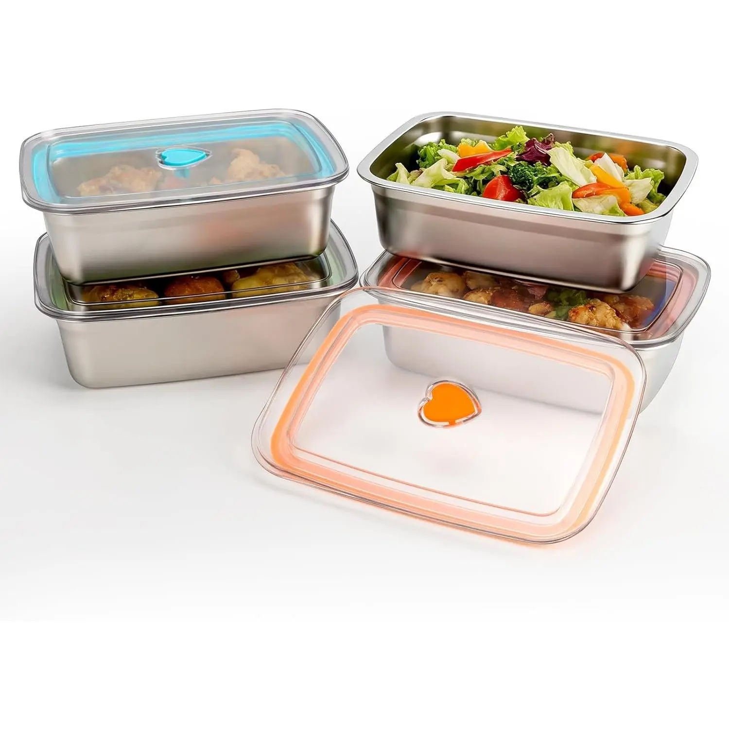 4 count Stainless Steel  Storage Containers(33oz) with  Leak Proof & Airtight,Stackable Stainless Steel Containers for Meal Prep、Fruit、Snack,Freezer & Dishwasher Safe