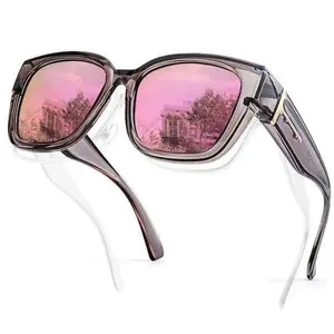 【FitOver Sunglasses】SIPHEW Mirrored Sunglasses Polarized Fit Over Glasses for Women Men for Driving - Trendy Large Square Oversized  UV400 Protection Sun Glasses