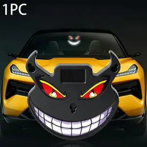 Universal Solar Powered Devil Eye Car LED Warning Light, Type-C Rechargeable Multi-Flash Mode Light Sensing Strobe Lamp, Suction Cup Easy Install Windshield Interior Decoration Safety Warning Light