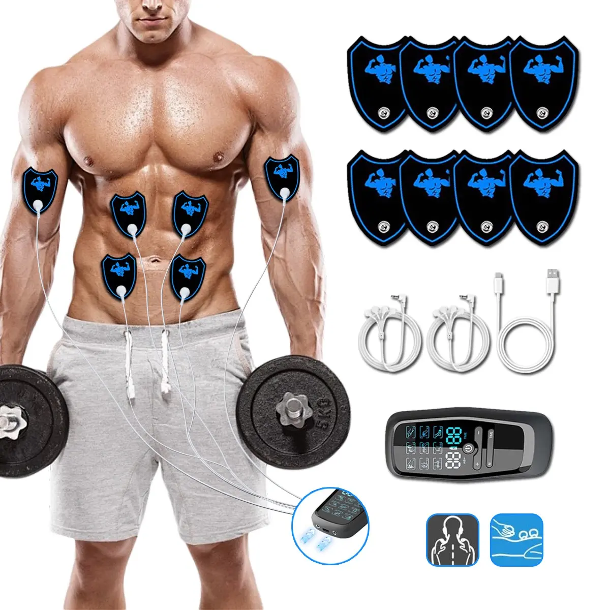 Multi-function Massager,  TENS Muscle Stimulator Electronic Abs Muscle Toner Ab Machine Trainer for Abdomen Easy Abs Muscle Stimulation and Activation, Home Gym Use Stim Tool