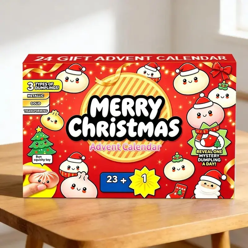 Adult Stress Relief Squishy Toy, Fun Countdown Calendar Surprise Blind Box, Unisex Holiday Gift, 24 Pieces Jiaozi Squishy Toy