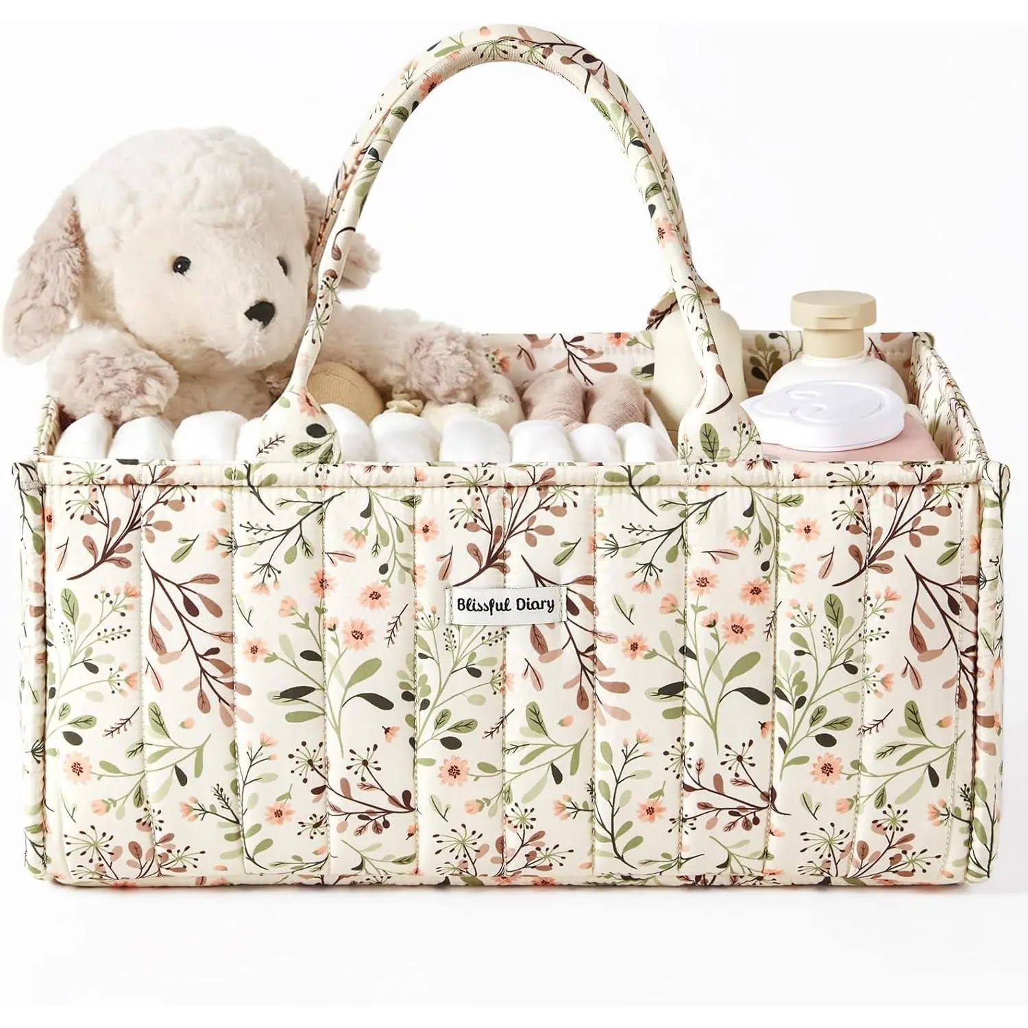 Floral Diaper Caddy Organizer, Stylish Nursery Storage Basket, Diaper Bag,Gift for Baby Shower, Baby Registry Must Have, Newborn Essentials, Pastoral Daisy