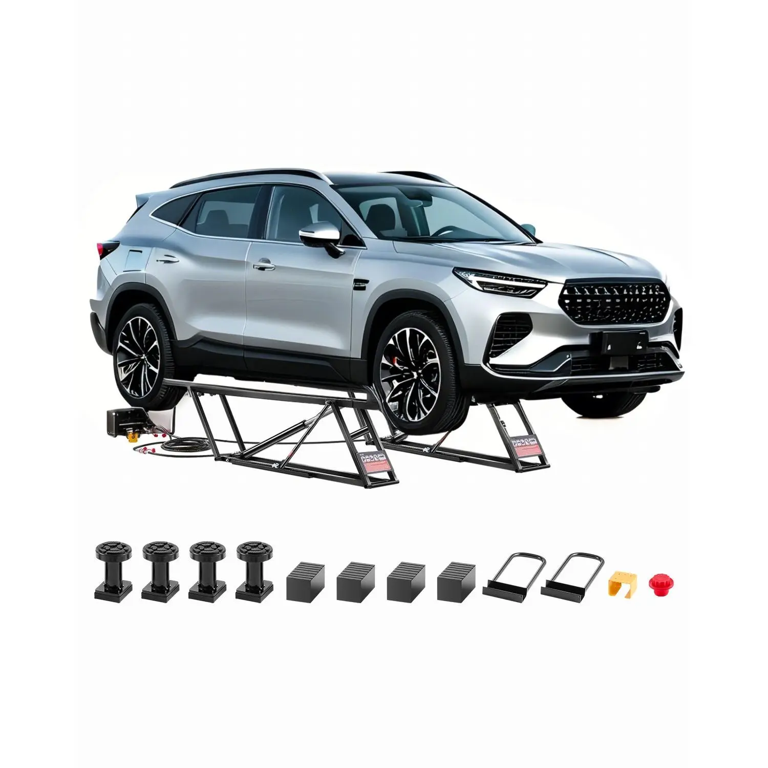 【DealsForYouDays】VEVOR Car Lift, 7000 lbs Capacity Car Lifts for Home Garage, 3-Level Adjustable with 29.4" Lift Height Remote Control, Auto Lock Portable Car Lift with 4 Rubber Pads 4 Lifting Columns