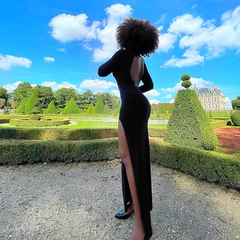 New Style Women's Hot Girl Evening Dress, Sexy Backless Slit Dress