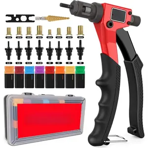 Rivet Nut Tool Kit with a Step Drill Bit & 80 Nutserts  Tight Space, 8" Rivnut Tool Set Riveter with 8 Mandrels 6-32 8-32 10-24 1/4-20 M3 M4 M5 M6 in Organized Rugged Carrying Case NT600