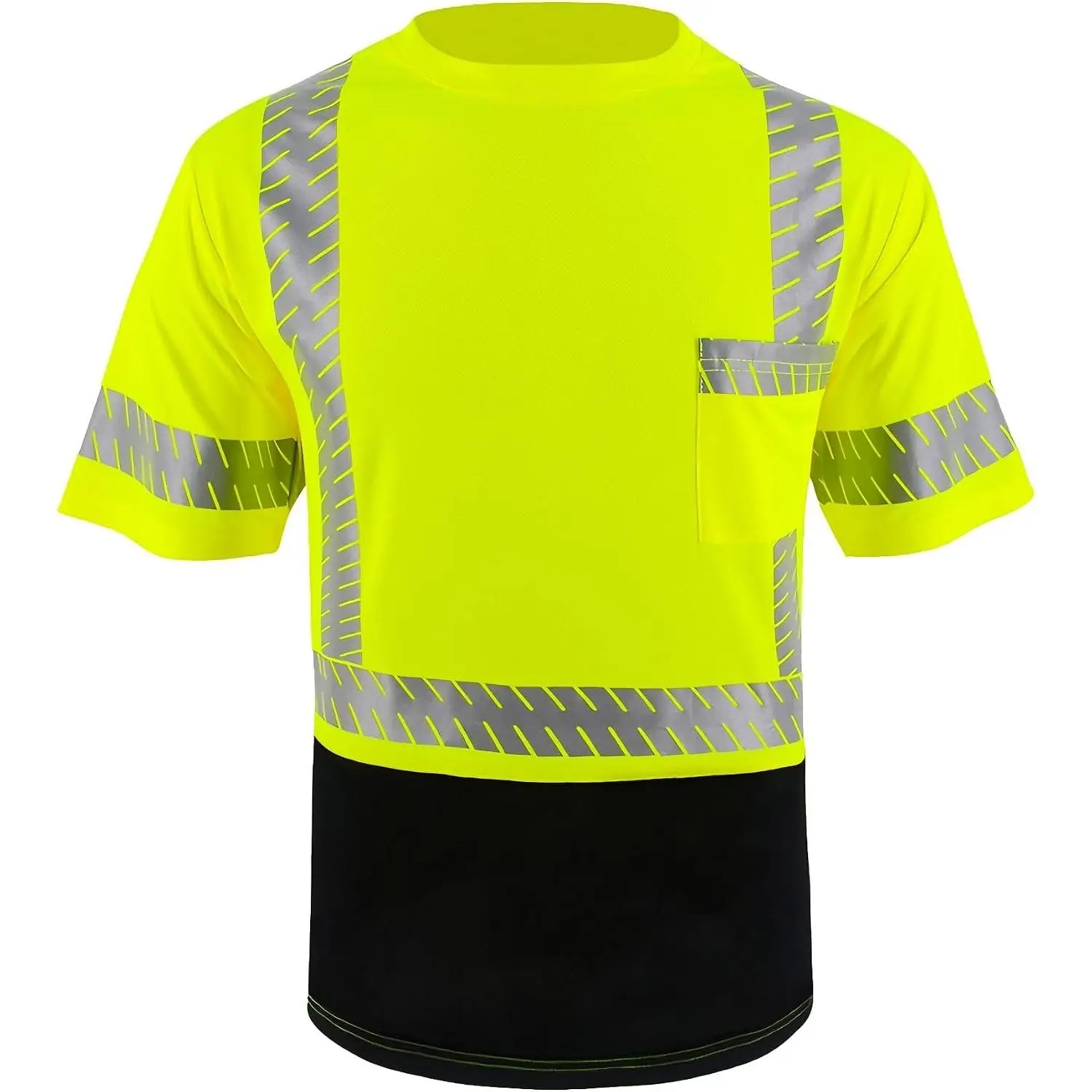 Safety Shirts Hi Vis Construction Shirts for Men and Women | Black Bottom Shirts with Reflective Strips