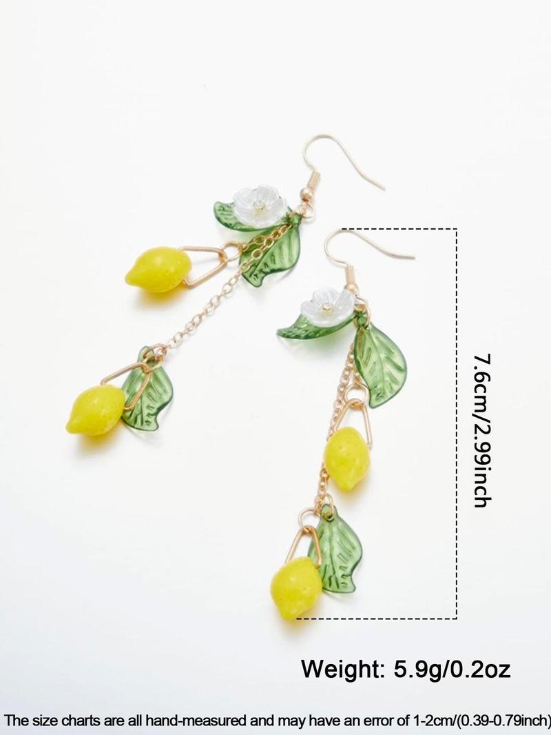 Cute Lemon Leaf Design Dangle Earrings, Fashionable Jewelry for Women, Daily Clothing Decor, Trendy All-match & Exquisite Jewelry for Birthday Gift, Fashion Jewelry Party