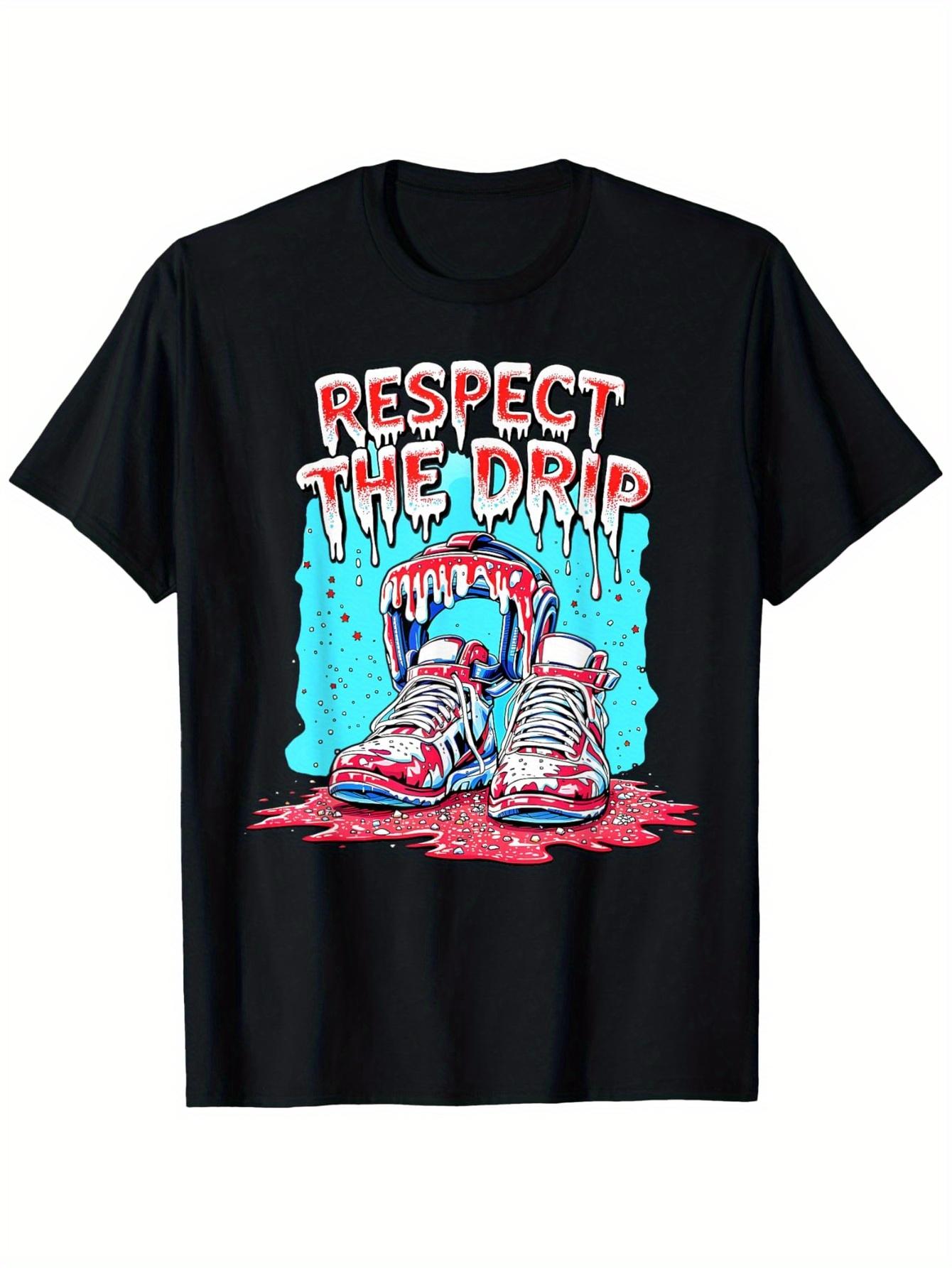 ' Respect The Drip Wrestling Ice Cream Drip with Sprinkles Graphic T-Shirt - 100% Cotton Crew Neck Short Sleeve, Boys & Girls Youth Casual Summer Birthday Party Outfit, Gym & Sports Wear, Wrestling Fan Apparel, Birthday Gift for Boys & Girls (3-13Y)