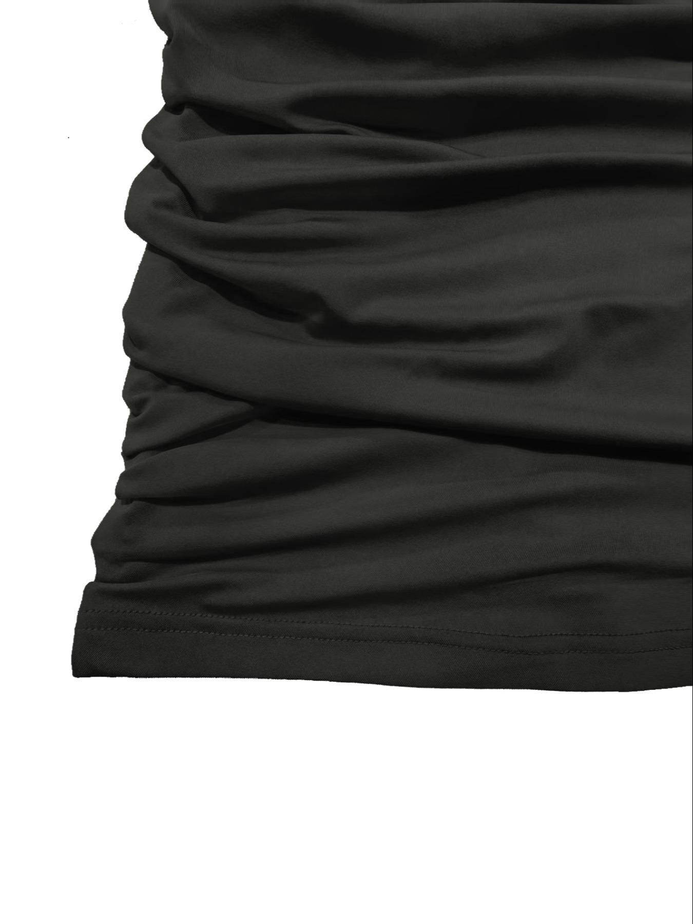 Elegant Asymmetrical Neck Long Sleeve Knit Dress, Pure Color Ruched Design, Women's Fashionable Formal for Special Occasions