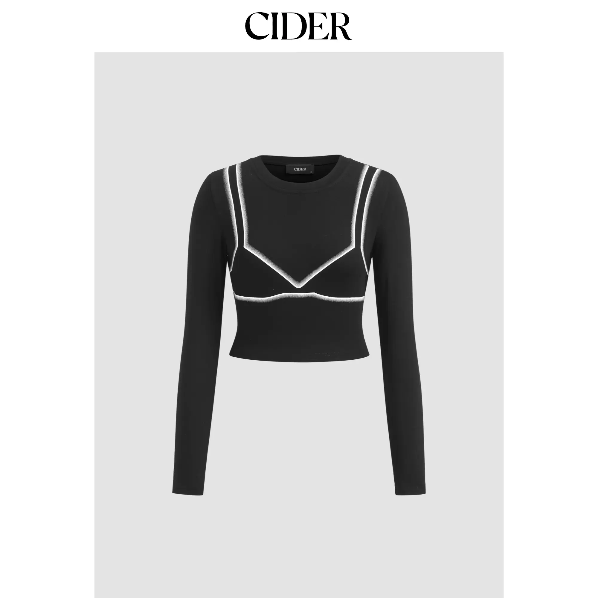 Cider [size 2-10] Round Neck Contrasting Binding Crop Long Sleeve Tee SummerWins SummerFinds