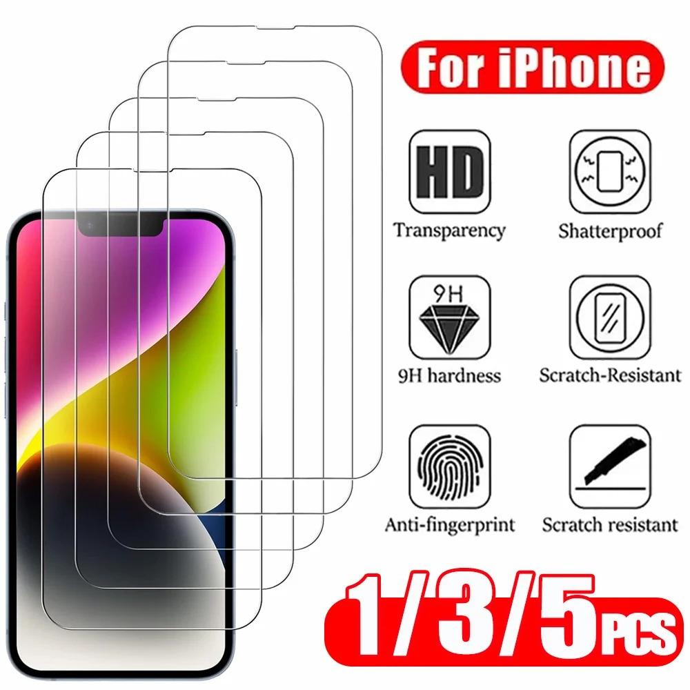 1~5PCS HD Tempered Glass For iPhone 16 17 Pro Max 17e 16e 15 14 13 12 Screen Protector Film For iPhone 11 13 Mini Glass