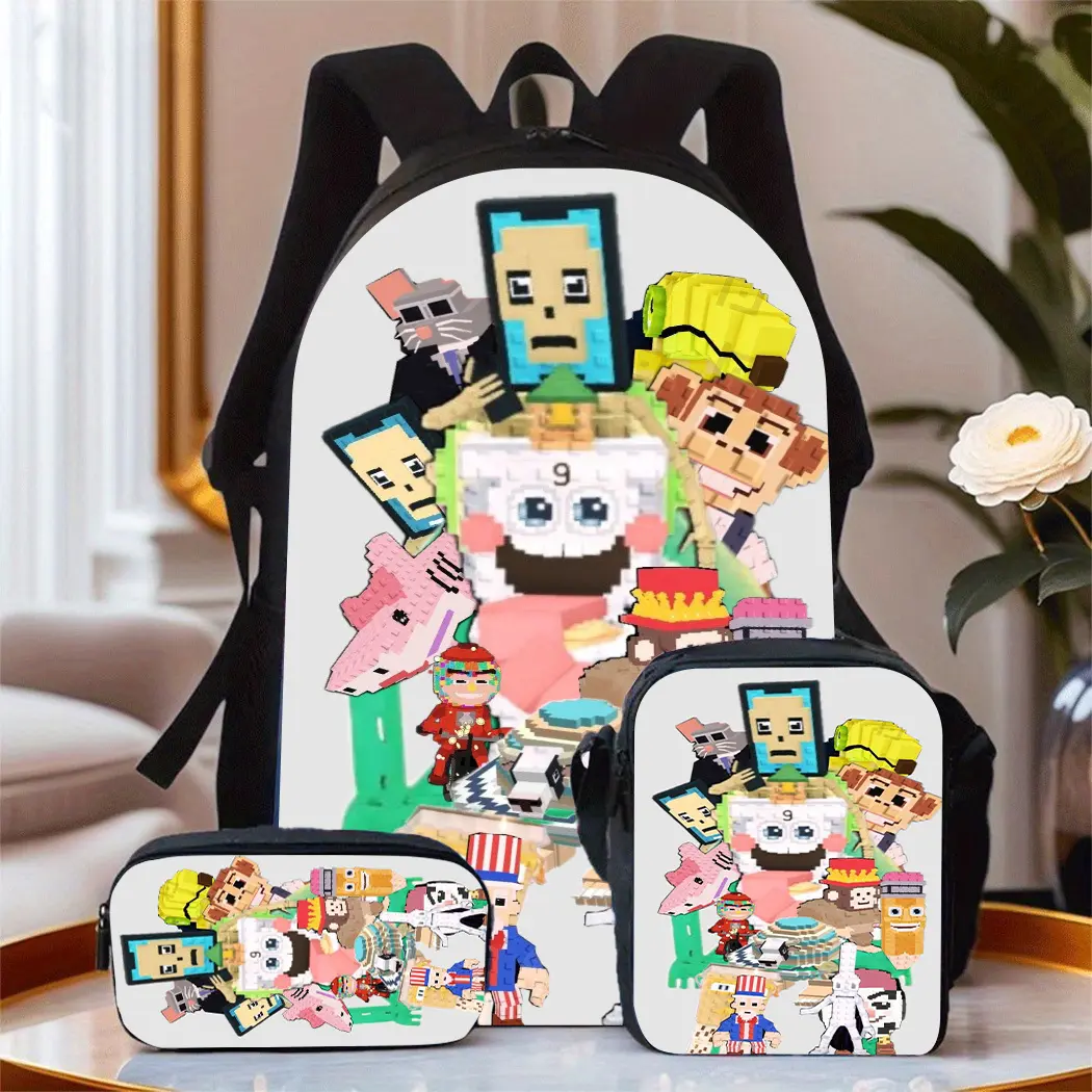 3-piece large-capacity Oxford cloth travel bag set with laptop compartment, unisex backpack, includes pencil case and crossbody bag, hand washable - unisex daily commuter bag bookbag