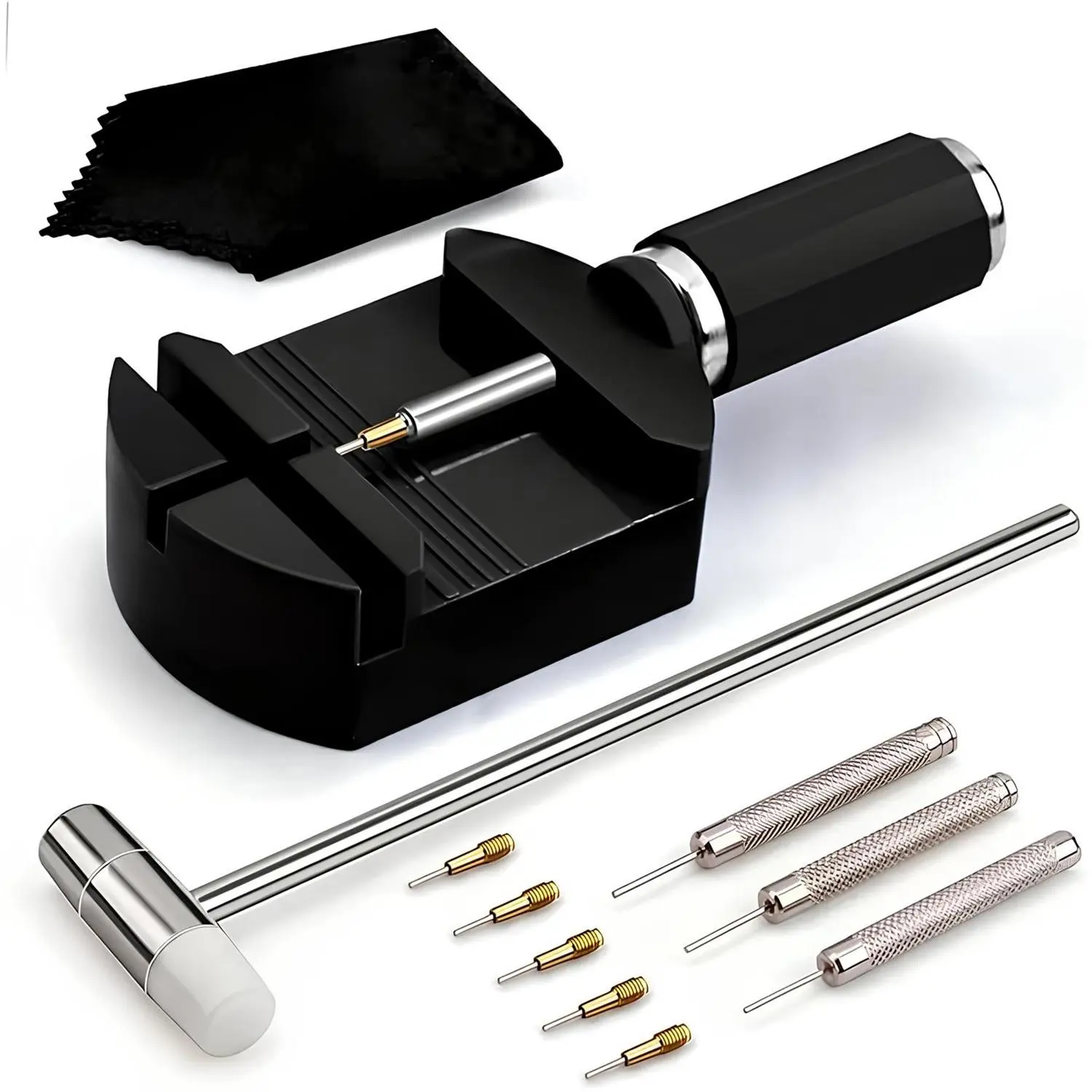 Watch Link Removal Kit, Resizing Tool for Bracelet Adjustment & Replacement, Pin Remover for Sizing Strap, Watch Adjuster, Hammer for Watch Repair, Adjust Band