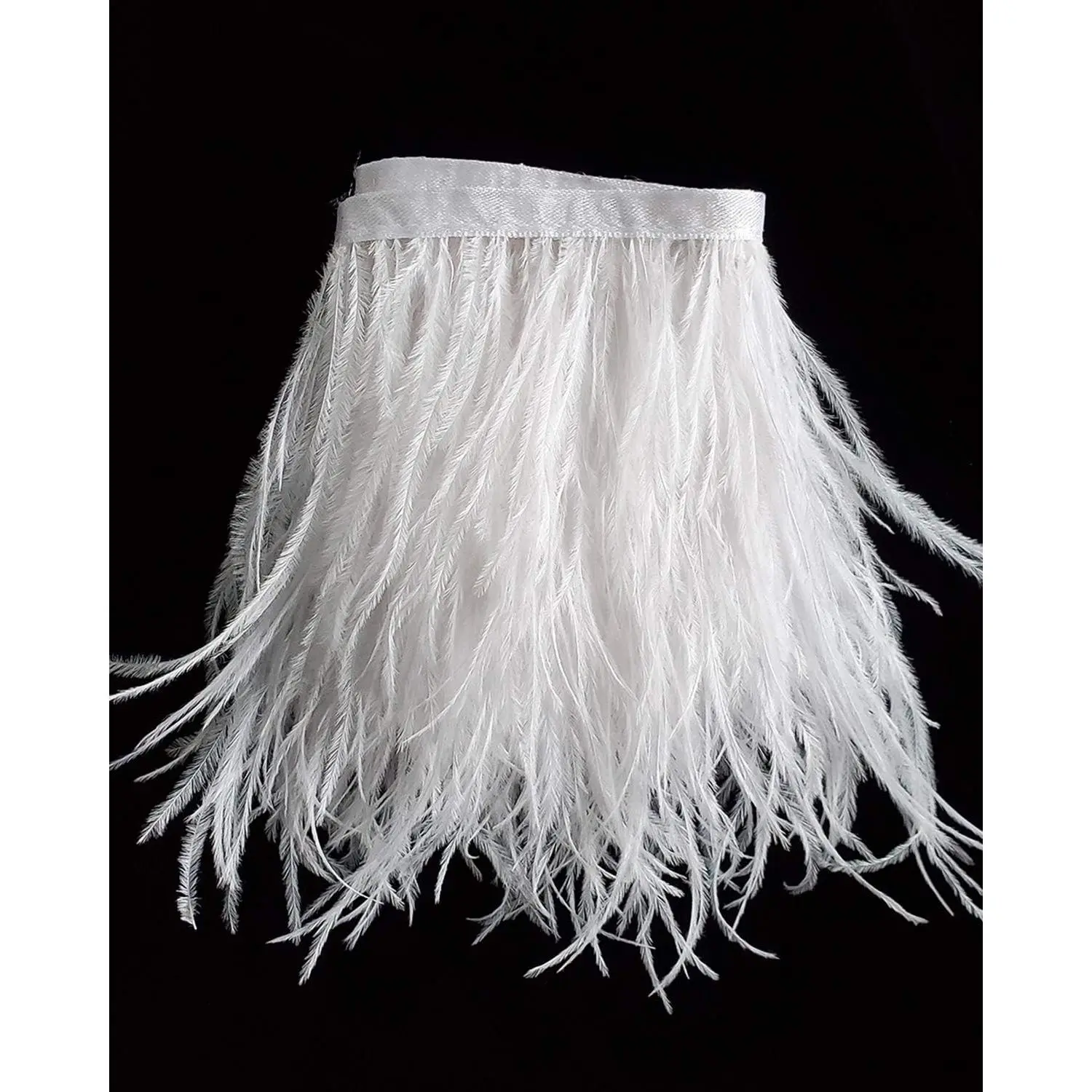 2 Yards 5-6inch White Ostrich Feathers Trim Fringe for DIY Dress Sewing Crafts Costumes Decoration