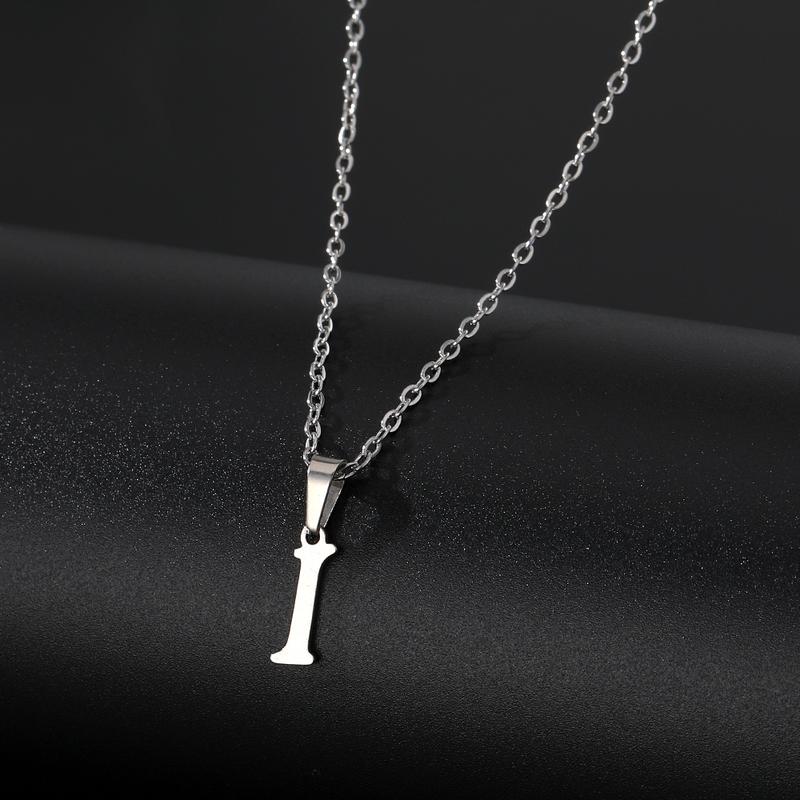 Stainless Steel English Alphabet 26 A-Z Letter Necklace Pendant Women Men Capital Initial Name Necklace Birthday Gift for Girl Couple Friends