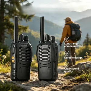 JUCJET Handheld UHF Transceiver Set, 16 Channel Rechargeable Two Way Radio 2 Pack with Original Earpieces & Type-C USB Charger, Durable Intercom Radio for Outdoor Work