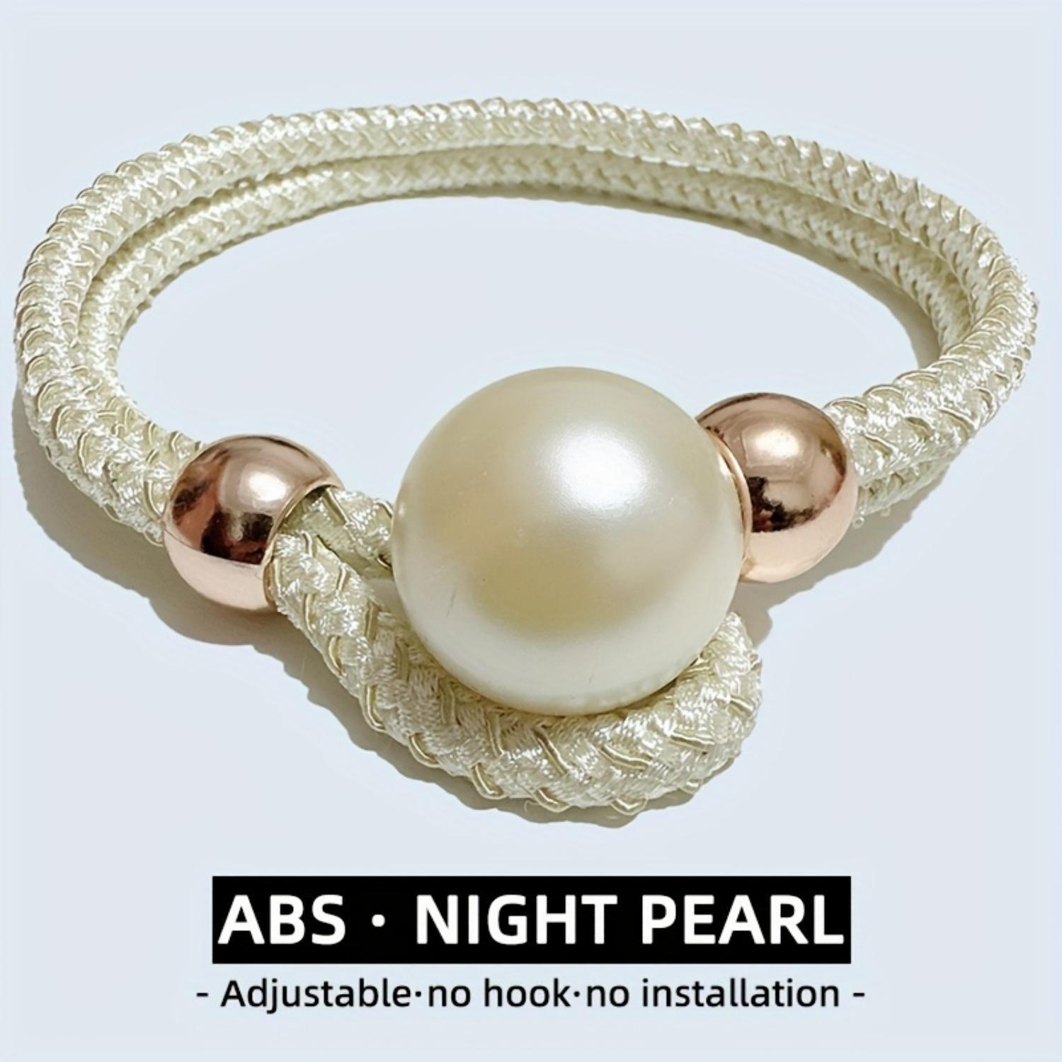 Elegant Faux Pearl Decor Curtain Tieback, 2 Counts Adjustable Rope Holdback, Chic Curtain Accessories for Home Decor, Interior Decoration Accessories, Window Decorations Supplies