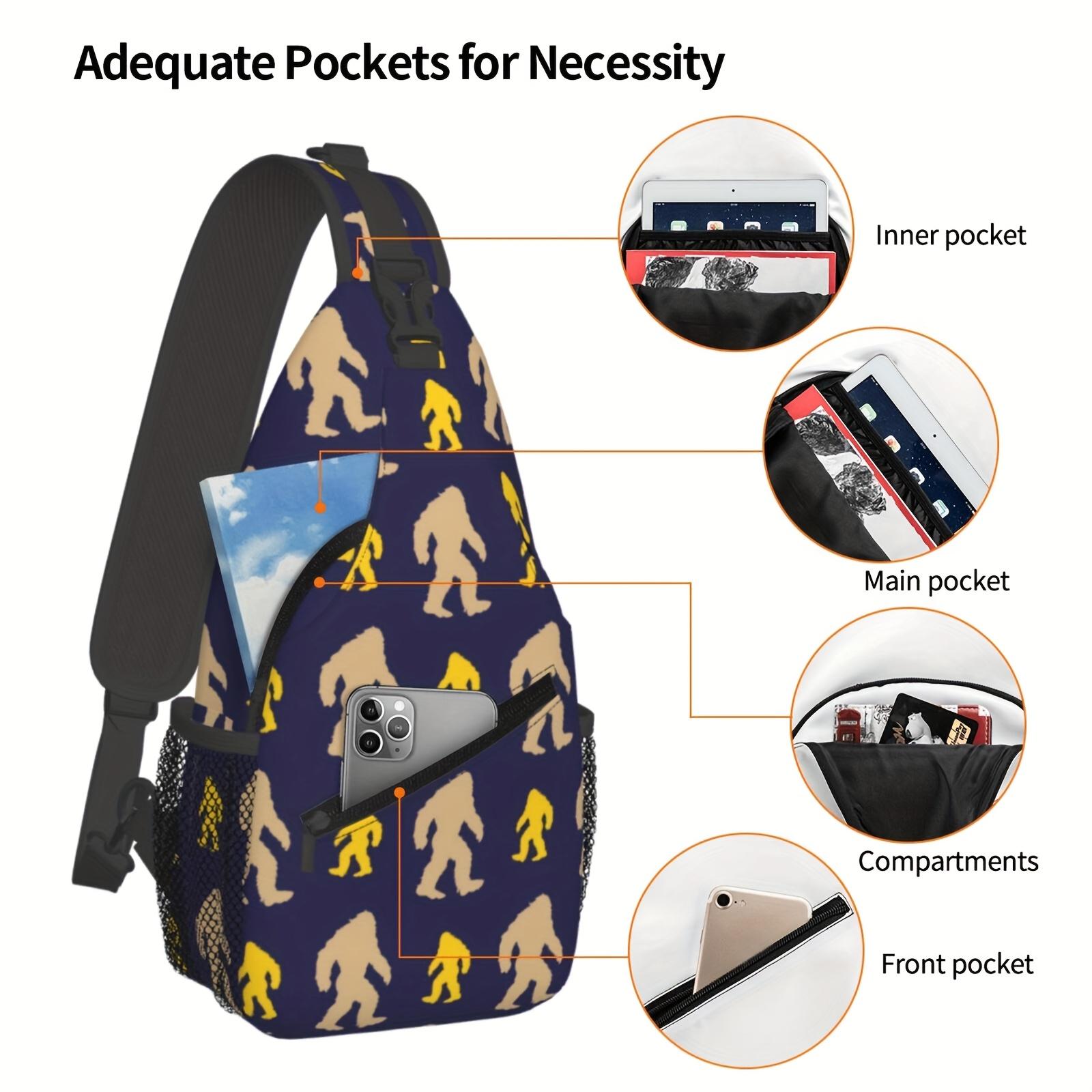 Crossbody Chest  Hiking Gorilla Sasquatch Shoulder  Folding Large Capacity Fashion Durable Can Be Used For Shopping, Work, Leisure Travel Beach  Fishing  Travel Accessories Must Have  For School Back To School Christmas Gifts bag backpack