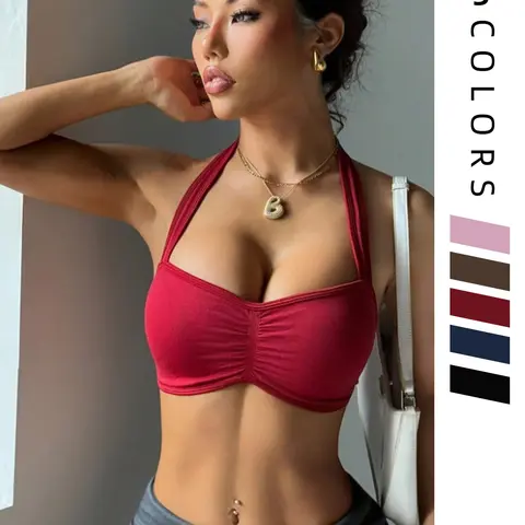 Women's Push-up Halter Backless Stretch Sports Bra, High Elastic Seamless, Machine Washable for All Seasons