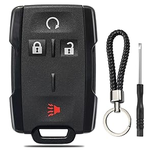 Key Fob Case for Chevy Silverado 1500 2500 3500 HD Colorado GMC Sierra Canyon 2021 2020 2019 2018 2017 2016 2015 2014 M3N-32337100 Keyless Entry Remote Key Shell Replacement 4 Button Pad Cover - Black