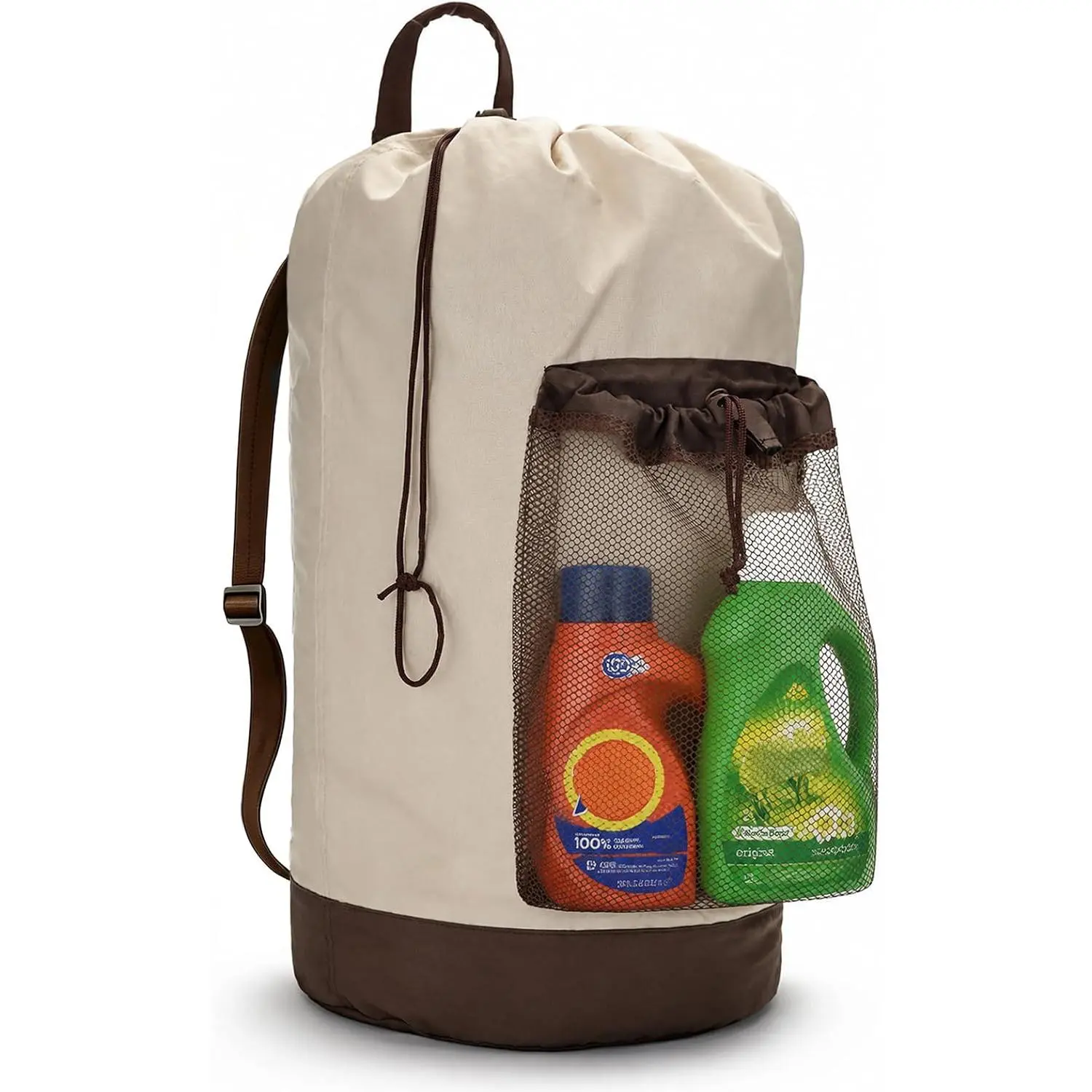 Laundry Bag Backpack Large Capacity Travel Laundry Bag for College Dorm Khaki