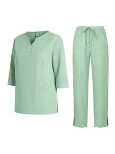 Summer medium-sleeved unisex brush hand suit, multi-pocket short-sleeved open-body trousers, doctor and nurse work uniforms, pet grooming two-piece set