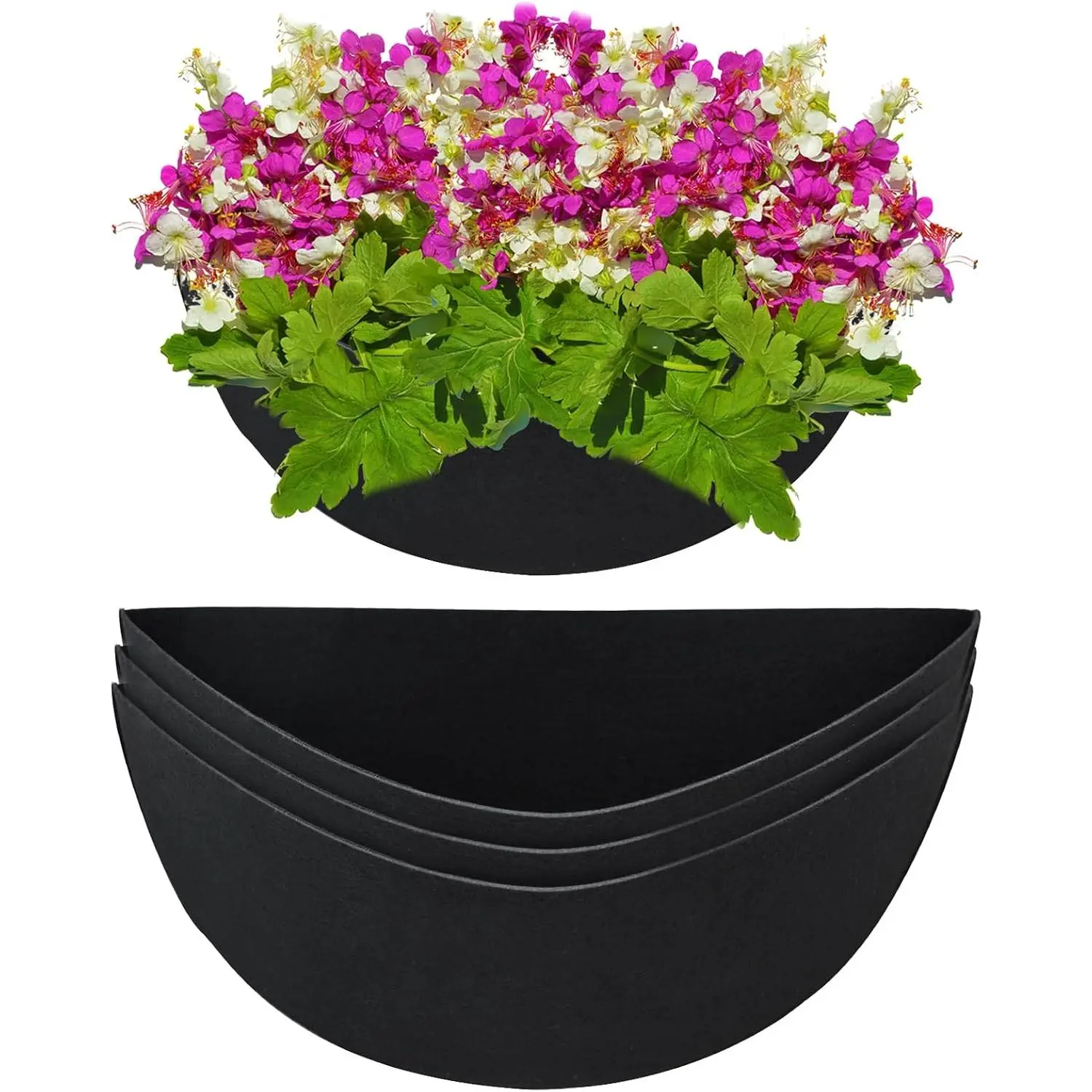 Durable 3-Pack 16-Inch Half-Round Fabric Planter Liners, Coconut Liner Alternative for Wall Basket Planters
