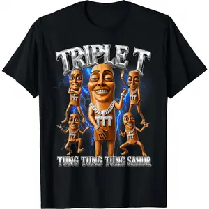 Tung Tung Tung Sahur Brainrot Meme Shirts Triple T T-Shirt Funny Graphic Tees