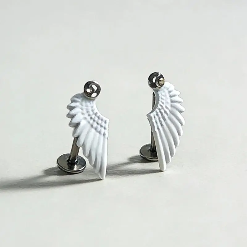 Fashion Silver Color Zircon Wing Stud Earrings for Women Luxury Shiny Crystal Geometric Personality Ear Bone Nail Jewelry Gifts