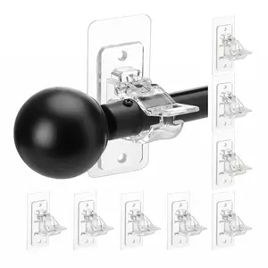 4/6-Pack No Drill Needed Curtain Rod Holders Brackets, Self Adhesive Rod Holder Hooks, Multipurpose Nail Free Stick on Curtain Rod Hooks Decor Bathroom-YY1