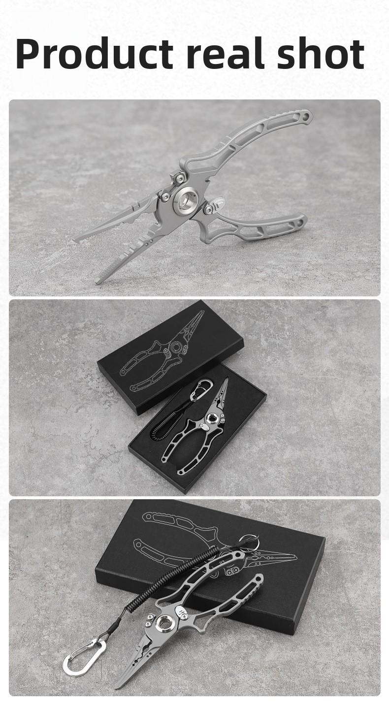 New stainless steel multi-functional fishing pliers for cutting PE line, opening loops, controlling fish, tying hooks, and removing hooks