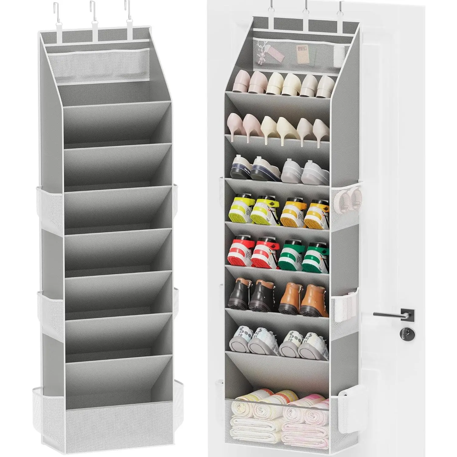 Over Door Hanging Shoe Organizer, Closet Shoe Storage with Large Deep Pockets, Holds 16–24 Pairs Sneakers, Sandals and Boots Kitchen Kitchen Kitchen Rack
