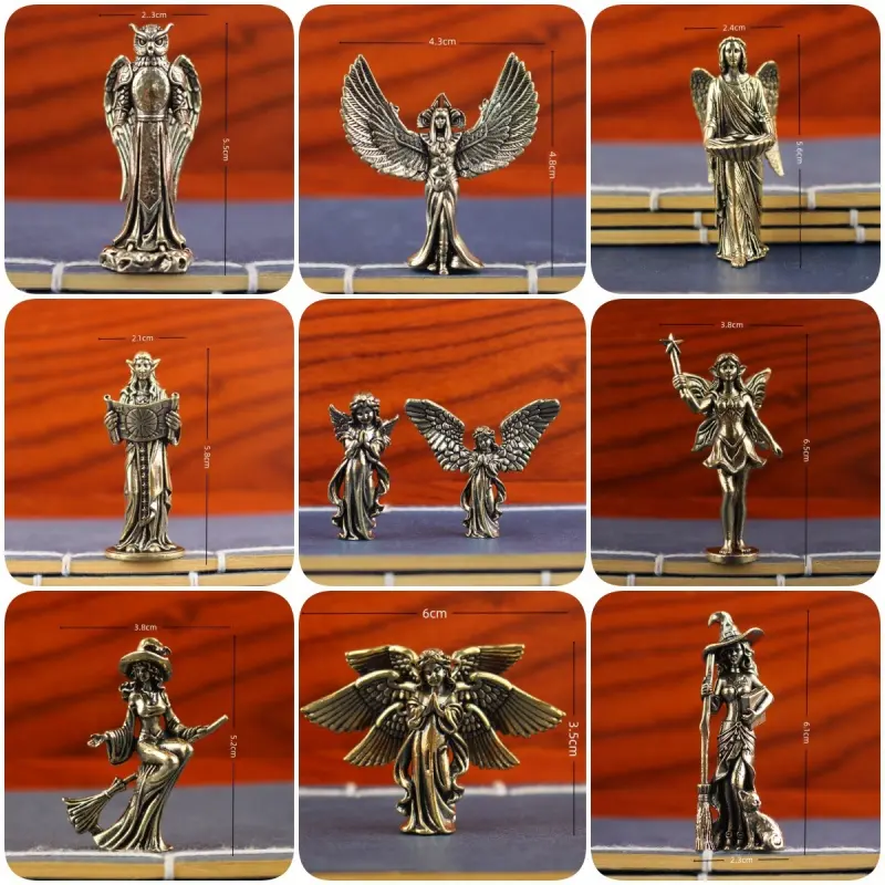 Brass Guardian Angel Vintage Copper Cupid Statue Small Ornament Desktop Decoration Home Decor Moving Sand Art Ocean