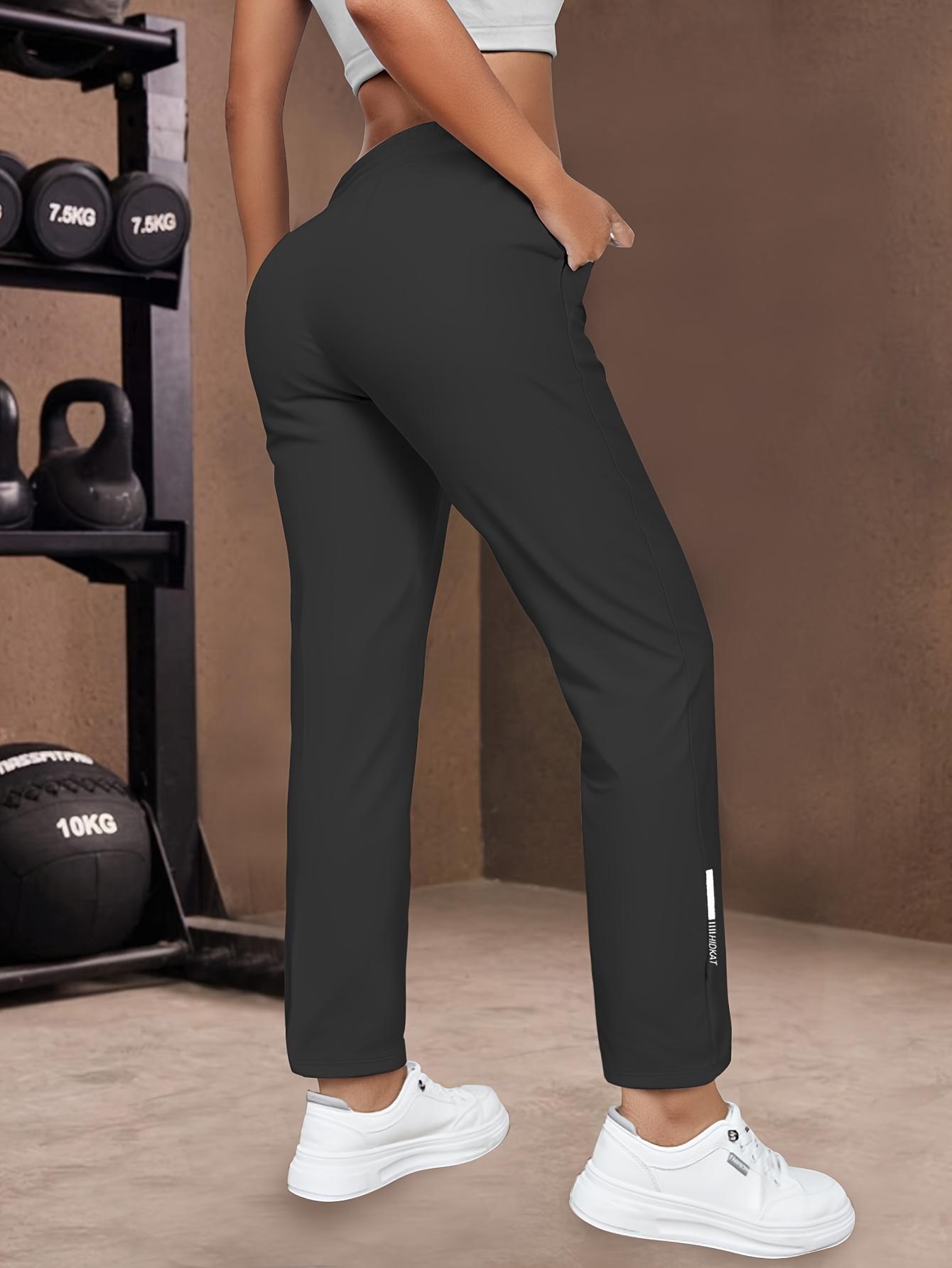 Women's sports and leisure trousers, elastic fabric, suitable for outer wear, running and fitness, pouch, drawstring.