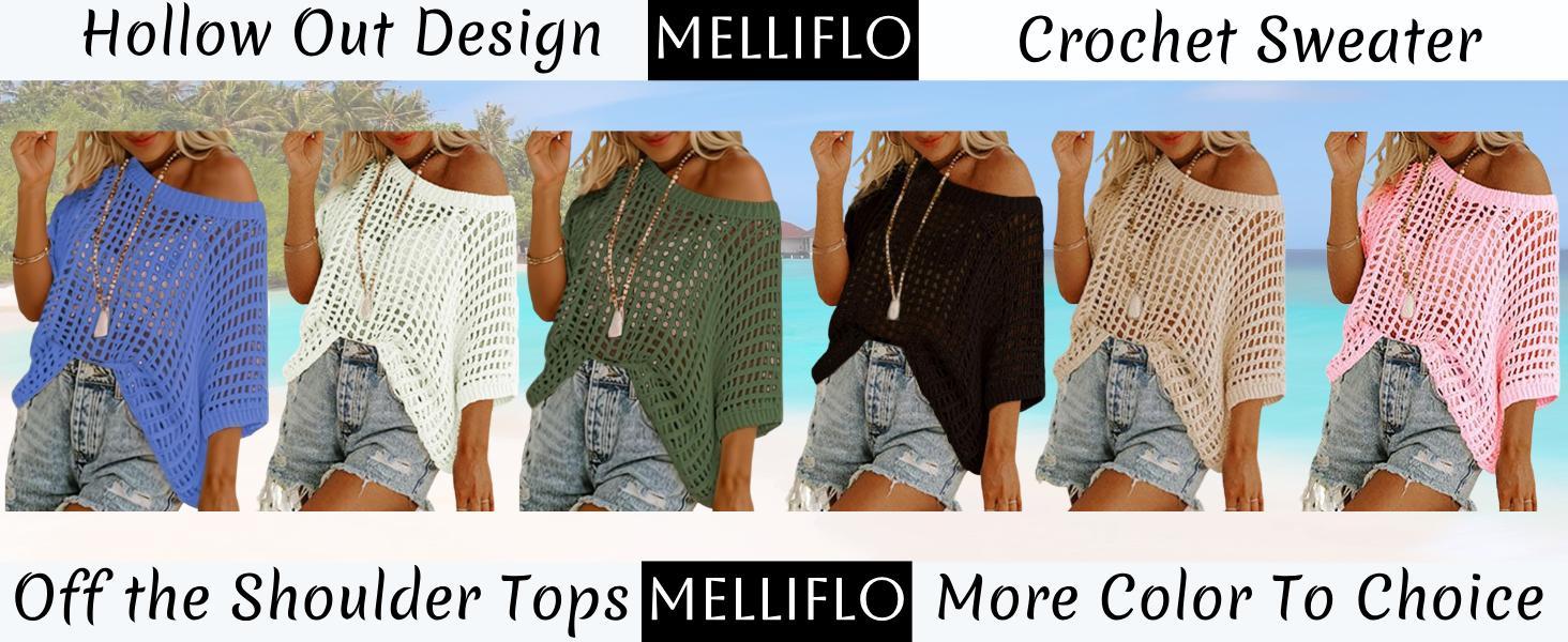 Womens Fashion Sweater Casual Off The Shoulder Short Sleeve Hollow Out Sweater Pullover Knit Tops