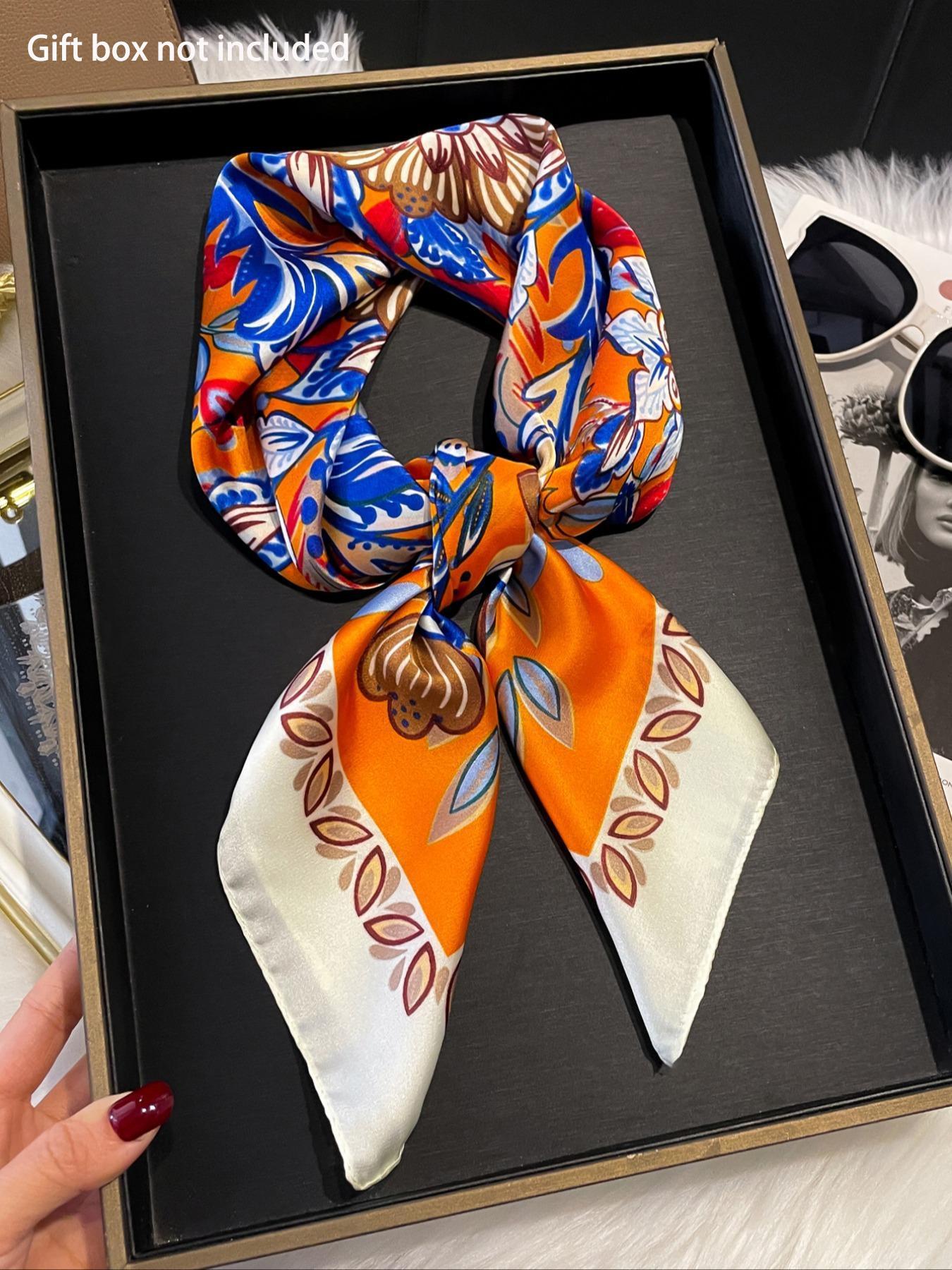 Women's Floral Print Square Scarf, Boho Style Bandana for Women, Fashionable Soft Comfortable Scarf for Daily Wear, Trendy All-match & Exquisite Scarf for Birthday Gift, Casual Soft Shawl