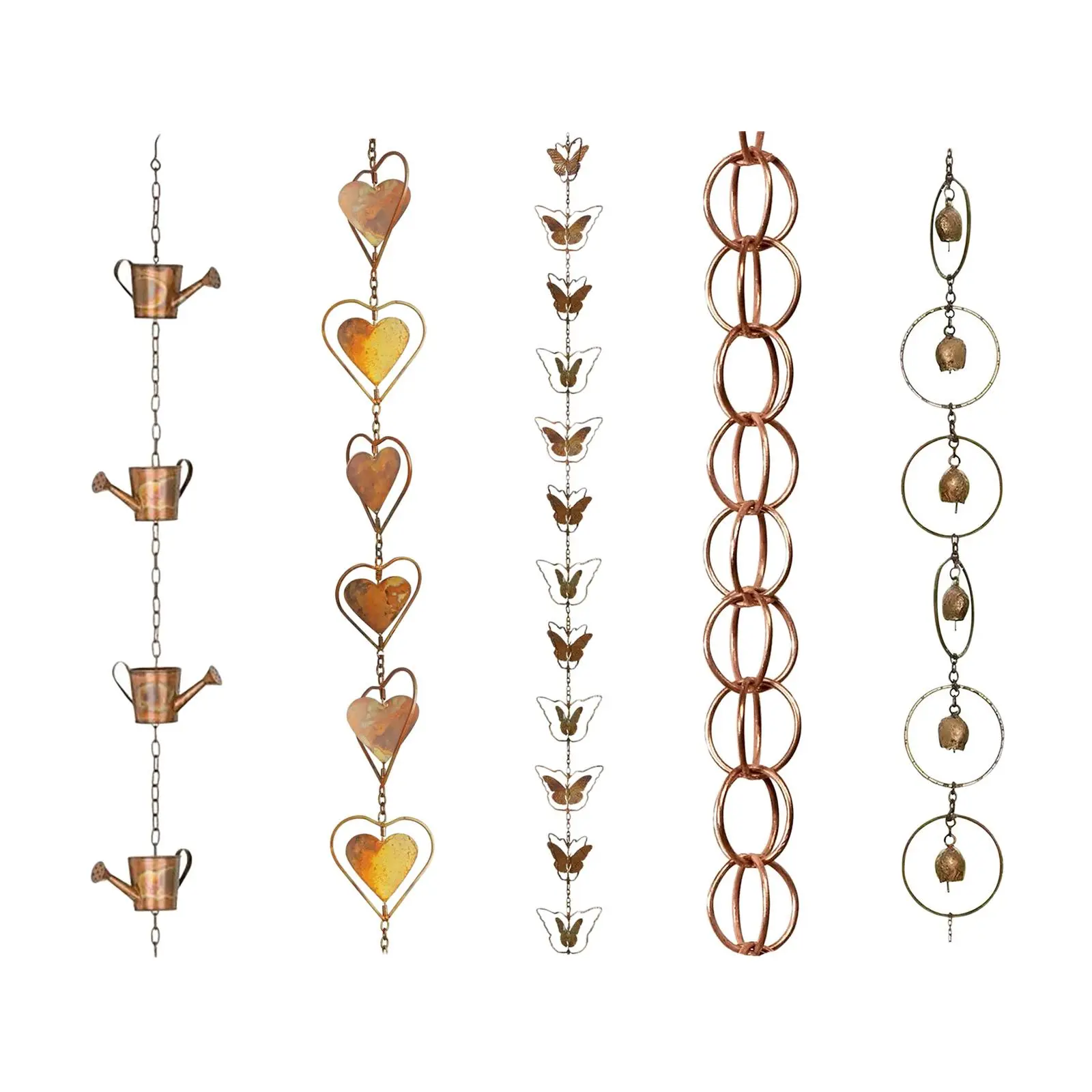 Rain Gutter Chain Garden Rainwater Catcher for Backyard Gazebos Divert Water Rainwater Diversion