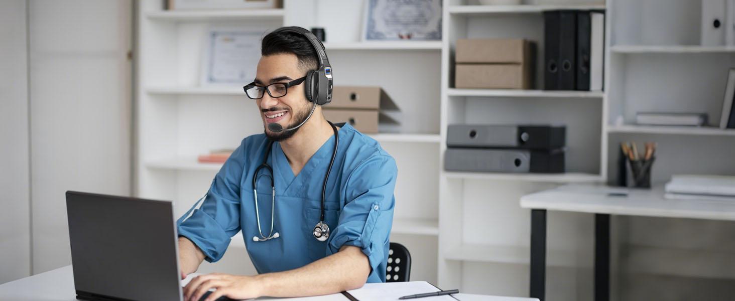 Trucker Bluetooth Headset with AI Noise Cancellation Microphone, Trucker Headset with 65Hrs Talk Time & Mute Button, Multipoint Connection, Bluetooth Headsets Fit for Truck Drivers/Cell Phones