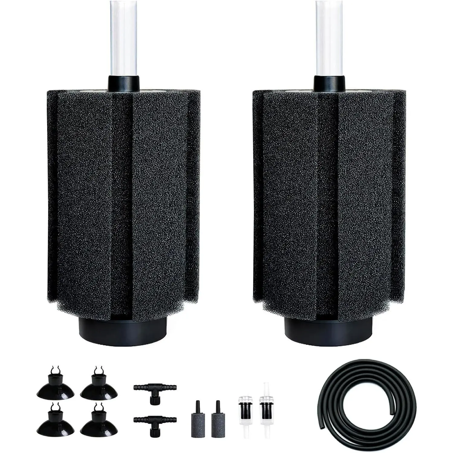 100-120 Gallon Large Aquarium Sponge Filter with Air Stone & Ceramic Media – 2 Pack Quiet Fish Tank Filters for Breeding Fry, Betta, and ShrimpGift