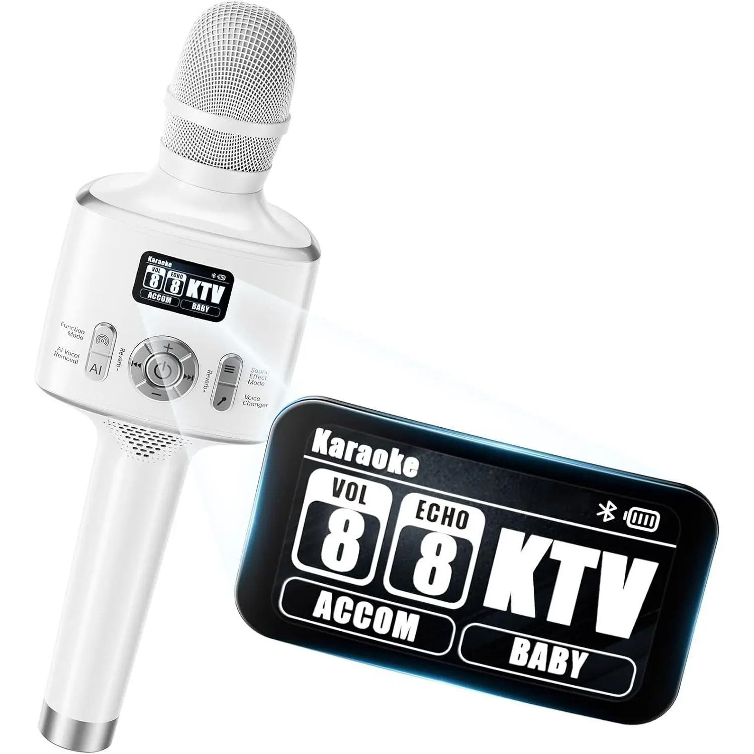 H100 Karaoke Microphone with Screen, Karaoke Mic with Ai Vocal Remover & Voice Changer, Echo Adjustment & Auto Pitch Correction,50W Speaker,TWS,-in Recording,for ,,Party